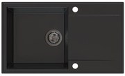 Sink Quality Sink55, kuchynský granitový drez 780x460x215 mm + grafitový sifón, čierna, SKQ-SINK.C.1KDOL.XB