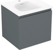 Mexen Rivel, kúpeľňová skrinka 50 cm s umývadlom Vela, 1 zásuvka, drážkovaná, grafitová matná/biela matná, 91A20-05047-1-BF66-W23M01