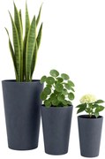 Sada 3 ks kvetináčov 3 round - antracitová