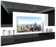 Obývacia stena Belini Premium Full Version čierny lesk + LED osvetlenie Nexum 27