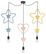 Detský luster na lanku TRIO 3xE27/20W/230V modrá/ružová/žltá