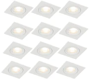 Sada 12 vstavaných bodových svetiel bielych štvorcových GU10 50 mm IP44 - Xena