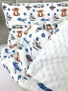 INTERMEDIC SK Zimný set do kočíka Macko s vláčikom/minka biela 73x73/40x30 cm