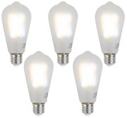 Sada 5 ks Inteligentné stmievateľné LED žiarovky E27 ST64 matné 7W 806 lm 2700-6500K