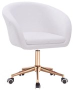 LuxuryForm DESIGN Stolička VENICE na zlatej podstave podstave s kolieskami - biela