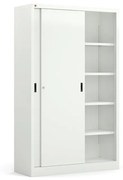 Kovová skriňa SPACE s posuvnými dverami, 1950x1200x450 mm, biela