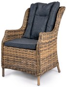 Záhradné ratanové kreslo KINGSTON žlto-sivé s tmavými poduškami