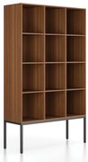 Regál FRAME, s čiernou podnožou, 1299 x 450 x 2185 mm, orech