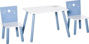 HOMCOM Detský Stôl a 2 Stoličky Set Drevený Stôl so Stoličkami pre Deti 2-4 Roka Stôl 60x40x43 cm a Stoličky 28x26x48 cm do Spálne a Obývačky Biela a