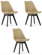 Set troch jedálenských stoličiek MARK svetlobéžový - čierne nohy (3 ks)