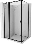Mexen Mist T, sprchový kút s krídlovými dverami, ľavý, 70 x 75 cm, 8mm číre sklo, čierny profil, 8A4T-075-070-70-70-L