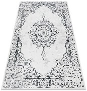 Koberec ALLURE 1961 ornament / rám, štruktúrovaný / štýlový / glamour, biely / sivý