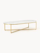 Oválny konferenčný stolík so sklenenou doskou v mramorovom vzhľade Antigua