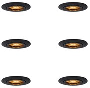 Sada 6 zapustených bodových svetiel čierna nastaviteľná - Ude Honey