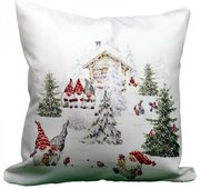 Vankúšová obliečka Škriatkovia v snehu 40x40 cm