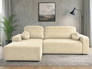 Rohová sedačka s funkciou spania Tori ľavá s úložným priestorom na posteľnú bielizeň, krémový velúr