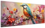 Obraz - Maľba vtáčika (120x50 cm)