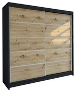 Šatníková skriňa TALIN IV šírka 180 cm - čierna/dub artisan