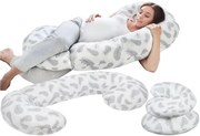 Tehotenský a dojčiaci vankúš BABYMAM PREMIUM 300 cm 3v1 - Pierka s bielou