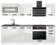 Kuchynská linka Belini Premium Full Version 240 cm biely lesk s pracovnou doskou MARGARET