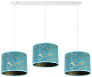 Závesné svietidlo Werona 4, 3x modré textilné tienidlo so vzorom, (výber z 2 farieb konštrukcie), g