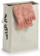 Zeller Present Textilný úzky kôš na špinavú bielizeň, uzatvárateľný, 44 l, krémový s nápisom WASH ME