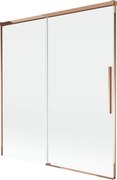 Mexen Rox, 2-krídlová posuvná vaňová zástena 150 x 150 cm, 8mm číre sklo, ružové zlato profil, 8C9-150-001-60-00