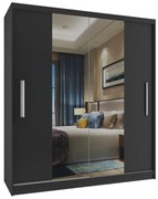 Šatníková skriňa 133 cm Belini čierny mat s posuvnými dverami a zrkadlom ME SZP2/2/B/B/0/AL