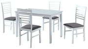 Jedálenský set, MDF biela/látka sivá, BRISBO 1+4
