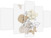 Obraz - Béžové kvety s motýľom N⁰1 (150x105 cm)