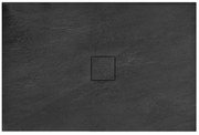 Rea Black Stone, sprchová vanička z minerálneho kameňa 120x80x3,5 cm + sifón, čierna, REA-K9602