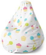 Sablio Sedací vak Pear Zmrzlinky a muffiny - 140 x 100 x 25 cm
