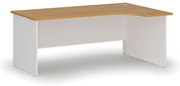 Rohový kancelársky písací stôl PRIMO WHITE, 180x120 cm, pravý, biela/buk