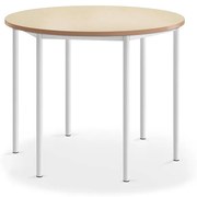 Stôl SONITUS, kruh, Ø1200x900 mm, linoleum - béžová, biela