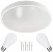 BERGE Okrúhle biele prisadené stropné svietidlo N/T 2x E27 + 2x LED žiarovka