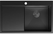 Mexen Exar, 1-komorový nerezový drez s odkvapkávačom, pravý, 780 x 480 mm, čierna, 6434781010P-70