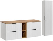 Koupelnová sestava Casad s deskou a skříňkami 140 cm bílá/dub wotan