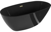 Mexen Eris, voľne stojaca vaňa 170 x 80 cm, čierna, zlatý lesklý prepad, 53441708070-50