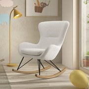 Hojdacie kreslo Rocky bouclé biele