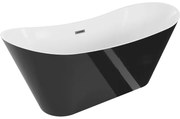 Mexen Celia, voľne stojaca vaňa 170 x 75 cm, biela-čierna, grafitový prepad, 52331707575-66