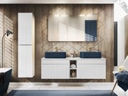 Kúpeľňová zostava Iconic 140 cm s umývadlom, skrinkami a zrkadlom biela/dub santa fe vintage