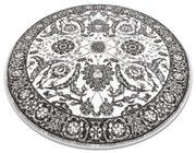 Koberec MATEO 8037/644 ramka, kvety - štrukturálny sivý kruh