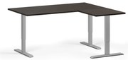 Výškovo nastaviteľný stôl, 160x140 cm, 3 motory, L/P, sivá podnož, wenge
