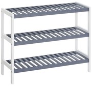 Bambusová polica, 3-úrovňová, biela a šedá