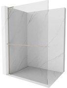 Mexen Kioto+ L, sprchová zástena Walk-In s poličkou a vešiakom 100 x 200 cm, 8mm číre sklo, brúsená oceľ profil, 800-100-123-97-00
