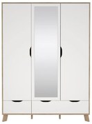 Biela/v prírodnej farbe šatníková skriňa v dekore duba so zrkadlom 147x201x58 cm Ikast – Tvilum