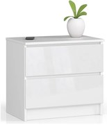 Nočný stolík K60 2SZ CLP biely, lesk