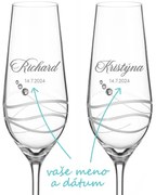 Svadobné poháre na sekt Venezia s menom, 2 ks