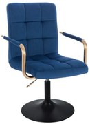 LuxuryForm DESIGN Stolička VERONA GOLD VELUR na čiernom tanieri - modrá