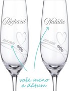 Svadobné poháre na sekt Diamante Romance, 2 ks